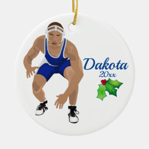 Custom Wrestling Christmas Ornament Blue
