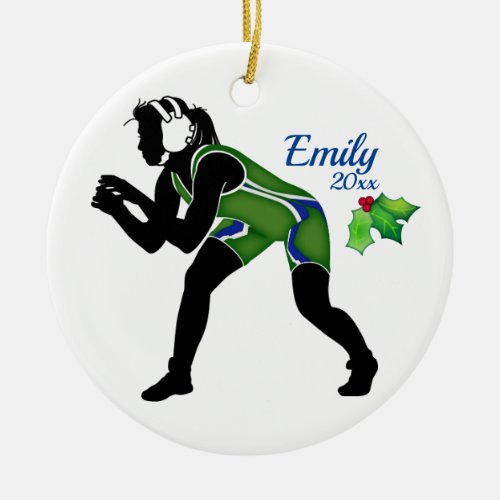 Custom Wrestling Christmas Ornament Green