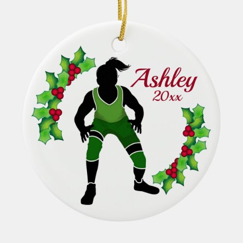 Custom Wrestling Christmas Ornament Green