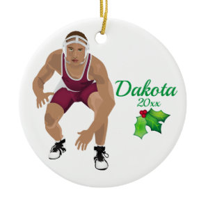 Custom Wrestling Christmas Ornament Maroon