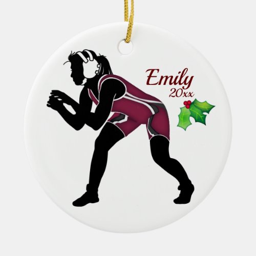 Custom Wrestling Christmas Ornament Maroon