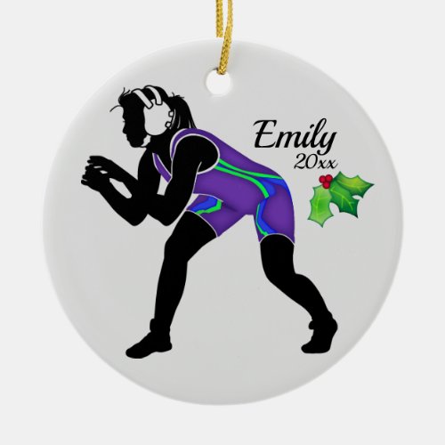 Custom Wrestling Christmas Ornament Purple