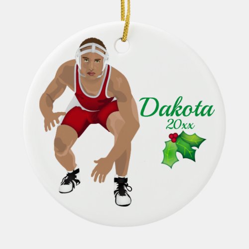 Custom Wrestling Christmas Ornament Red