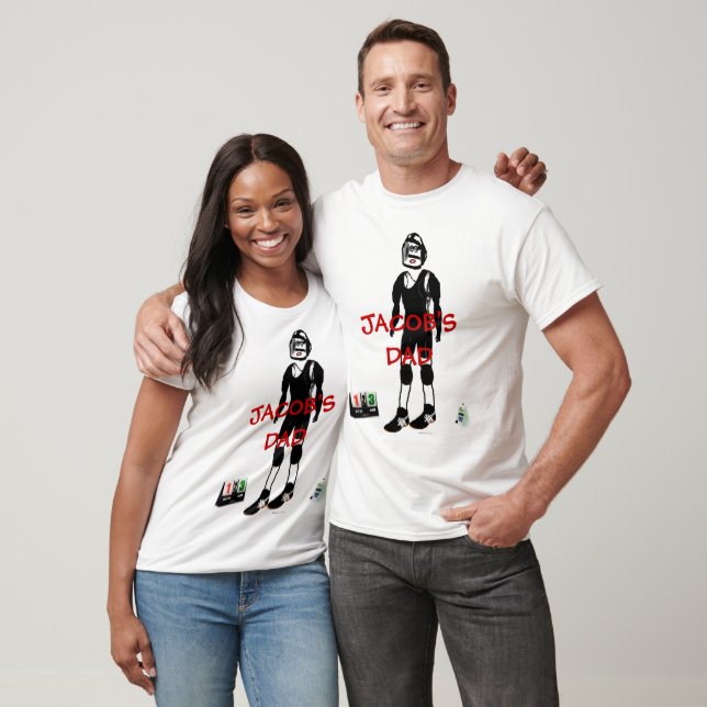 Custom Wrestling Dad Cartoon T-Shirt (Unisex)