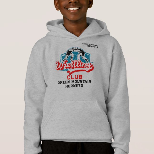 Custom Wrestling Team Club School Name Number Hoodie (Front)