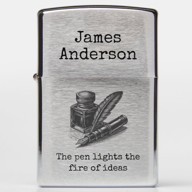 Custom Writer’s Personalized Name Zippo Lighter (Front)