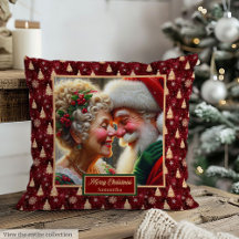 Custom Xmas Pillow Mr & Mrs Claus Watercolor