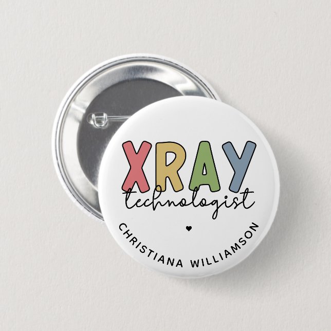 Custom Xray Technologist X-ray Tech Gifts Button (Front & Back)