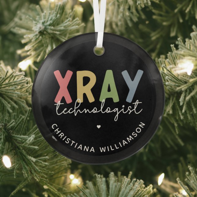 Custom Xray Technologist X-ray Tech Gifts Glass Ornament (Insitu)