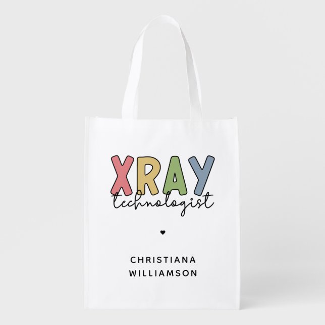 Custom Xray Technologist X-ray Tech Gifts Grocery Bag (Front)