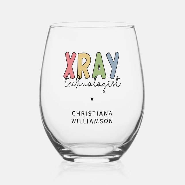 Custom Xray Technologist X-ray Tech Gifts Stemless Wine Glass (Front)
