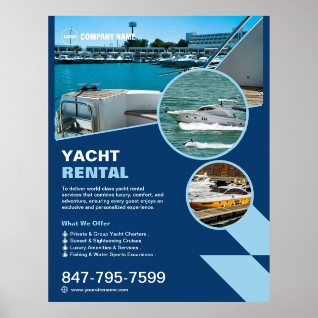 Custom Yacht Rental Poster (Front)