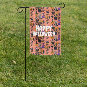 Custom Yard Decoration, Halloween Pumpkins Witches Garden Flag