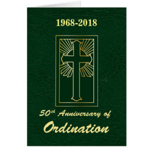 Custom Year 50th Anniversary of Ordination Green Cards