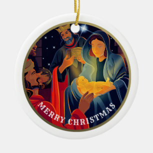 Custom Year and Family Name Christmas Ceramic Ornament