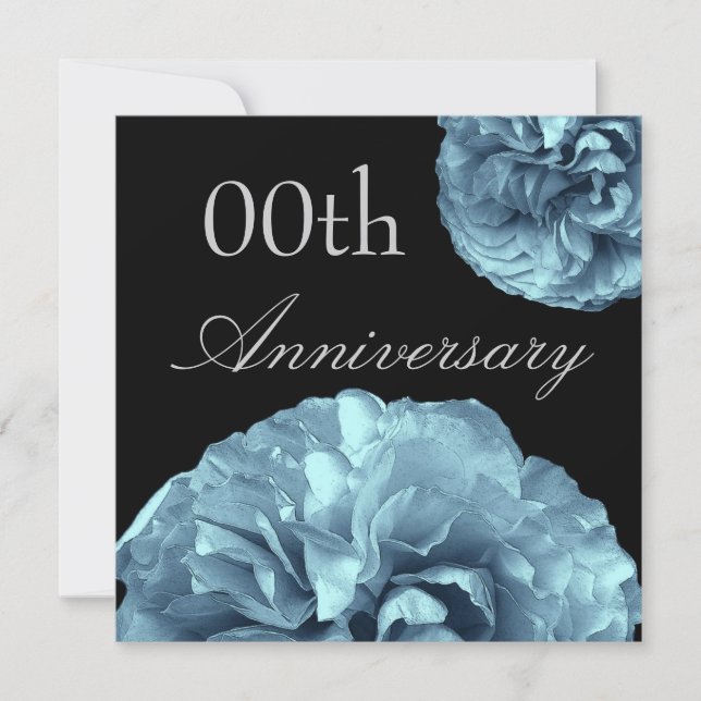 Custom Year Anniversary Invitation TURQUOISE Rose (Front)