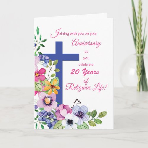 Custom Year Anniversary Nun Religious Life Cross Card