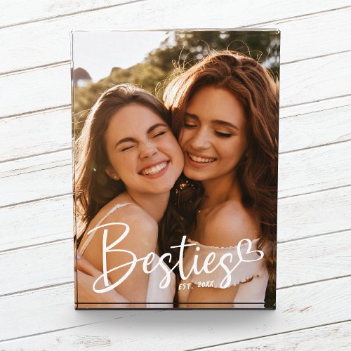 Custom Year Besties BFF Modern Script Photo Block