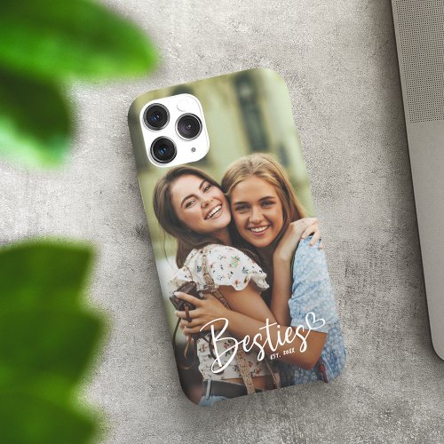 Custom Year Besties BFF Modern Script Photo iPhone 13 Pro Case