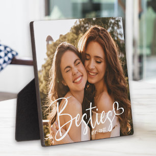 Custom Year Besties BFF Modern Script Photo Plaque
