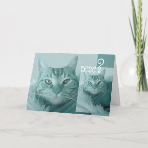 Custom Year Birthday Card - AQUA BLUE Cat
