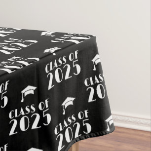 Custom Year Black and White Graduation  Tablecloth