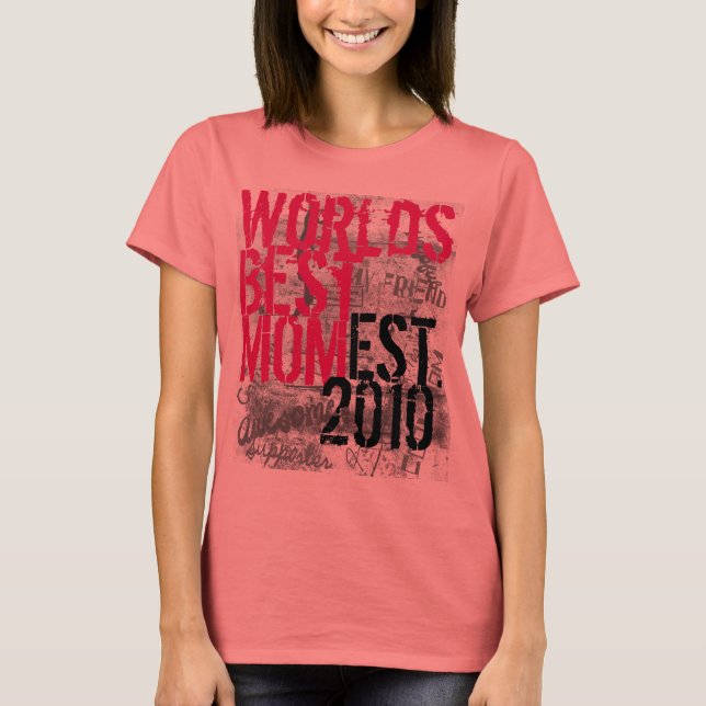 Custom Year Black, Hot Pink Worlds Best Mom Tshirt (Front)