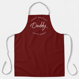 Custom Year Chef Master Daddy Red Personalized Apron