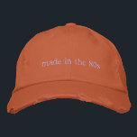 Custom Year Decade Born Birthday 80s Quote Unique Embroidered Baseball Cap<br><div class="desc">Celebrate your 80s roots with this trendy embroidered baseball cap featuring the simple yet bold "Made in the 80s" text. With a minimalist retro design and customizable thread color, this cap is perfect for casual outings, nostalgic get-togethers, or just showing off your love for all things 80s. Ideal for anyone...</div>