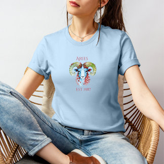 Custom Year Floral Aries T-Shirt 