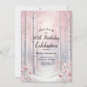 Custom Year Frosted Petals in Winter Birthday Invitation