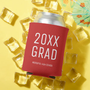 Custom Year Grad and School Name Modern Graduation Can Cooler