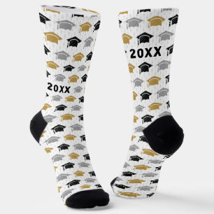 Custom Year Graduation Cap Trio Pattern Socks