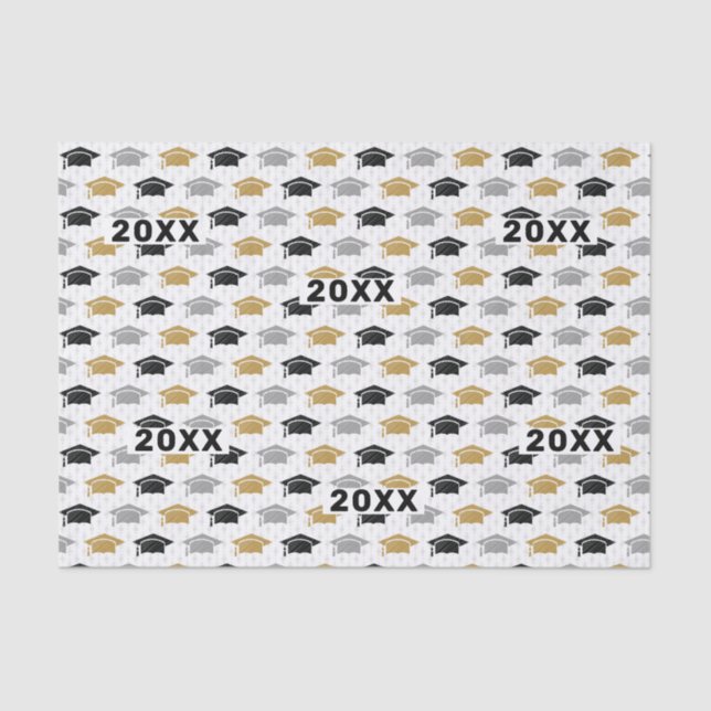 Custom Year Graduation Cap Trio Pattern Tissue Paper (Front)