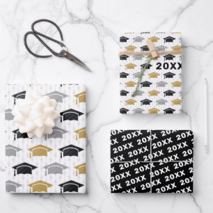 Custom Year Graduation Cap Trio Pattern Wrapping P Paper Sheets