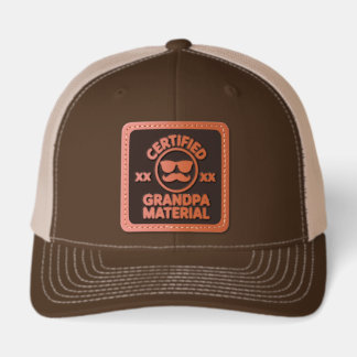 Custom YEAR GRANDPA FUNNY MUSTACHE VINTAGE Leather Patch Hat