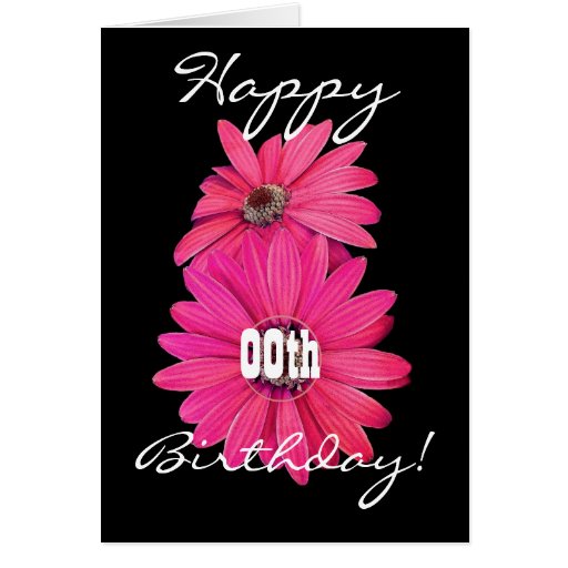 Custom Year Happy Birthday Pretty Pink Daisies Card | Zazzle