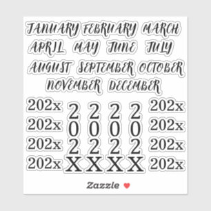 Custom Year Headings Months Bullet Journal Planner Sticker