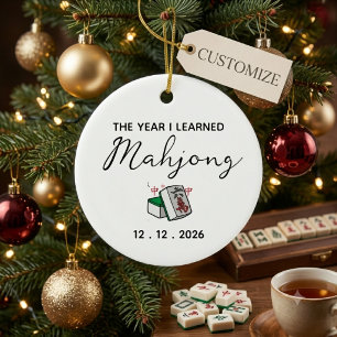 Custom Year I Learned Mahjong Christmas Ceramic Ornament