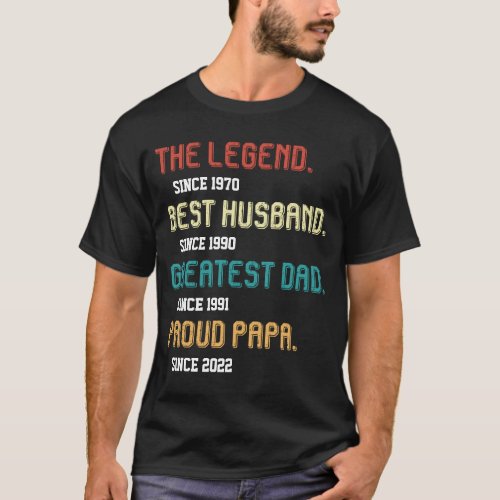 Custom Year Legend Best Husband Greatest Dad Papa T_Shirt