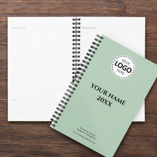 Custom Year, Logo, Name & Text, Olive Green Diary Planner
