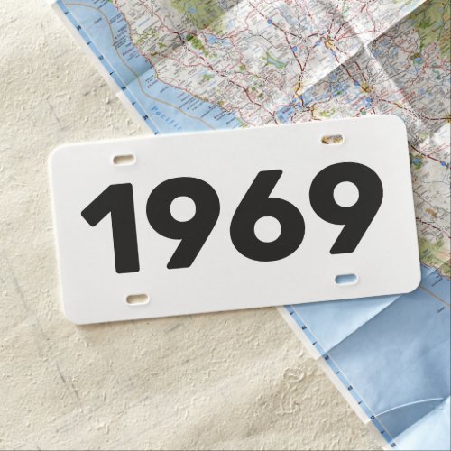 Custom year number plastic car license plate 1969