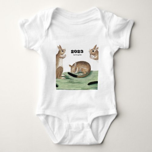 Custom Year of the Rabbit 2023 Cute Baby Bodysuit