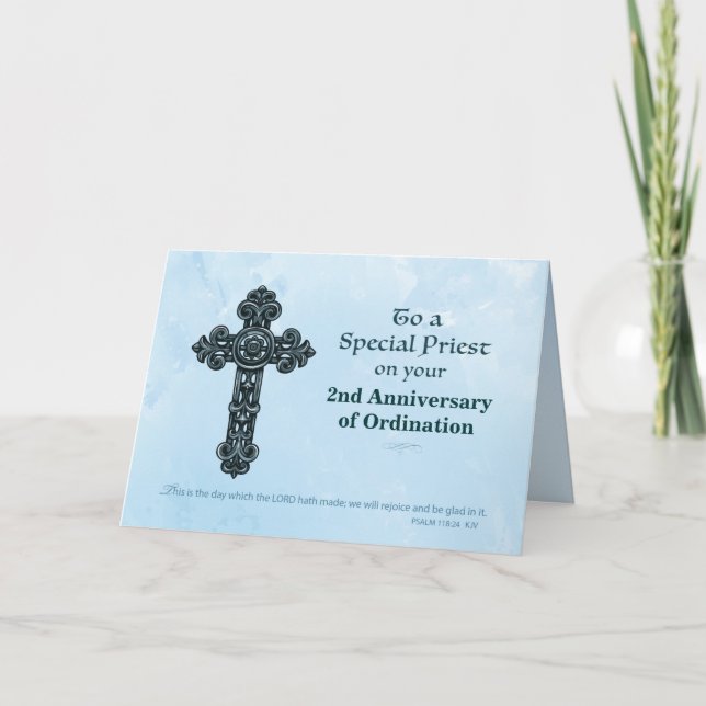 Custom Year Ordination Anniversary Priest, Ornate Card (Front)