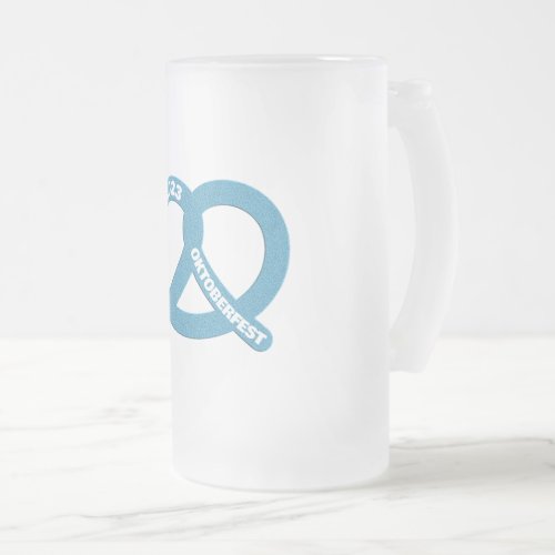 Custom Year Pretzel Brezel Oktoberfest 2023 Frosted Glass Beer Mug