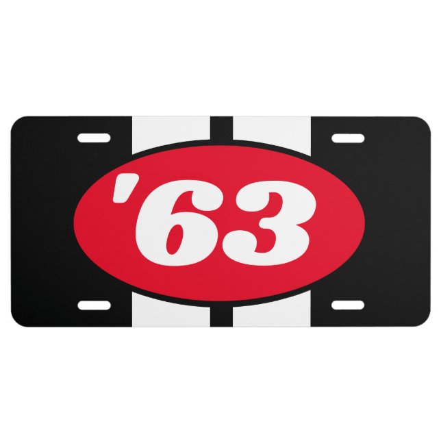 Custom year racing stripes hot rod muscle car license plate (Front)