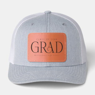 Custom Year School Stylish GRAD  Leather Patch Hat