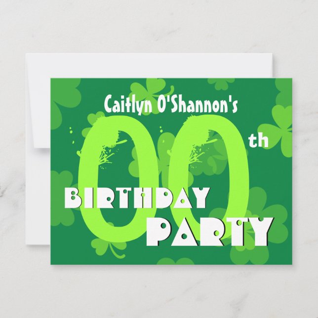 Custom Year Shamrocks Birthday Party V01 Invitation (Front)