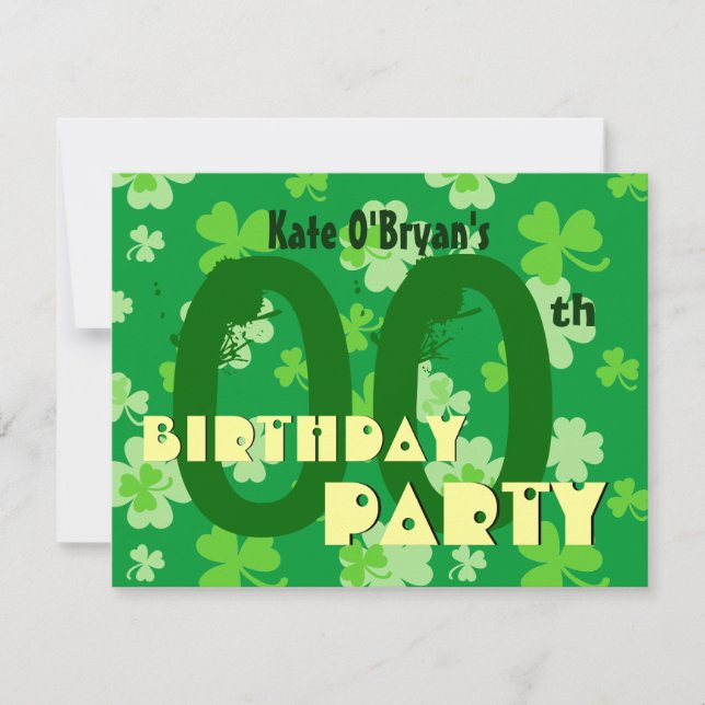 Custom Year Shamrocks Birthday Party V07 Invitation (Front)