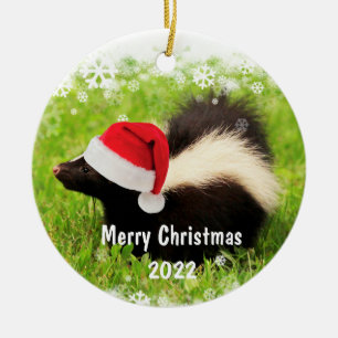 Custom Year Skunk Christmas Ceramic Ornament